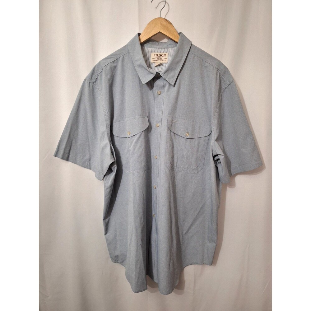 Vintage Filson Mens Twin Lakes Shirt Sz XXL Vented Short Sleeve Button Up Camp